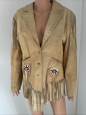 Pioneer Wear Native Suede Leather Jacket 
With Fringes. Size 12